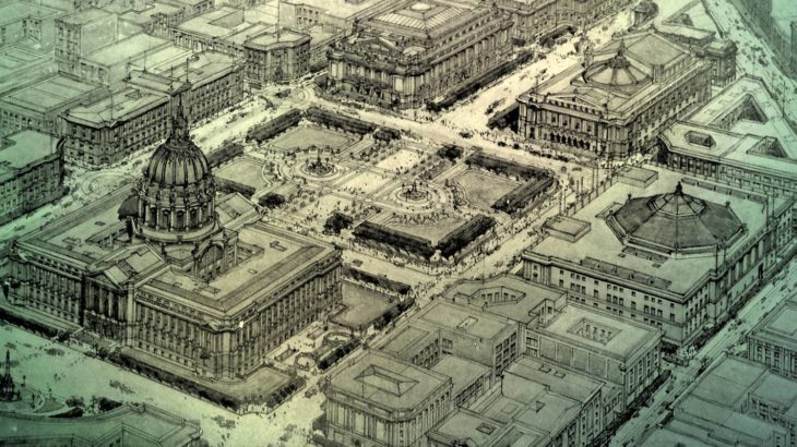1912 Bird’s Eye View of John Galen Howard Proposal for Civic Center