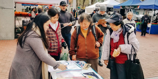 Public survey at Civic Center Farmers Market, March 18, 2018. Photo by Interethnica.